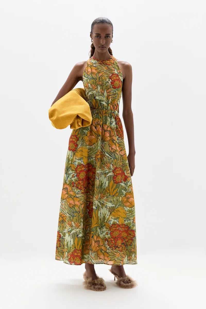 (PRE-ORDER) ELIANA CROSS BACK MAXI DRESS - ALIERA FLORAL MINT