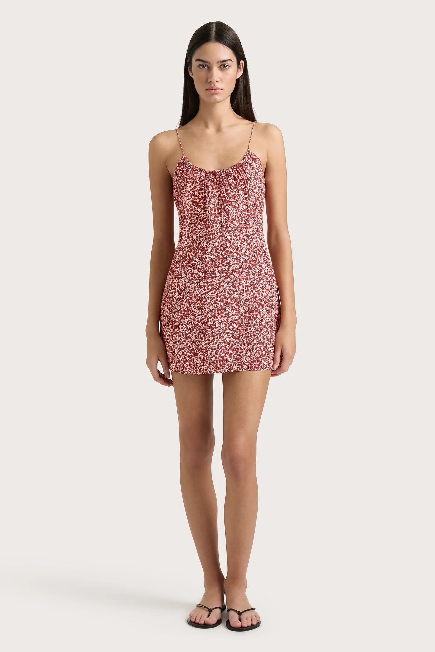 PAU MINI DRESS - PEONY STAMP GARNET