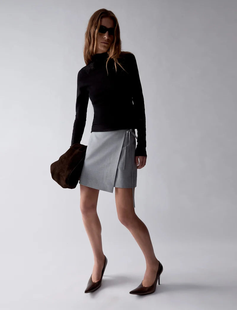 (PRE-ORDER) BELLE WRAP MINI SKIRT - GREY