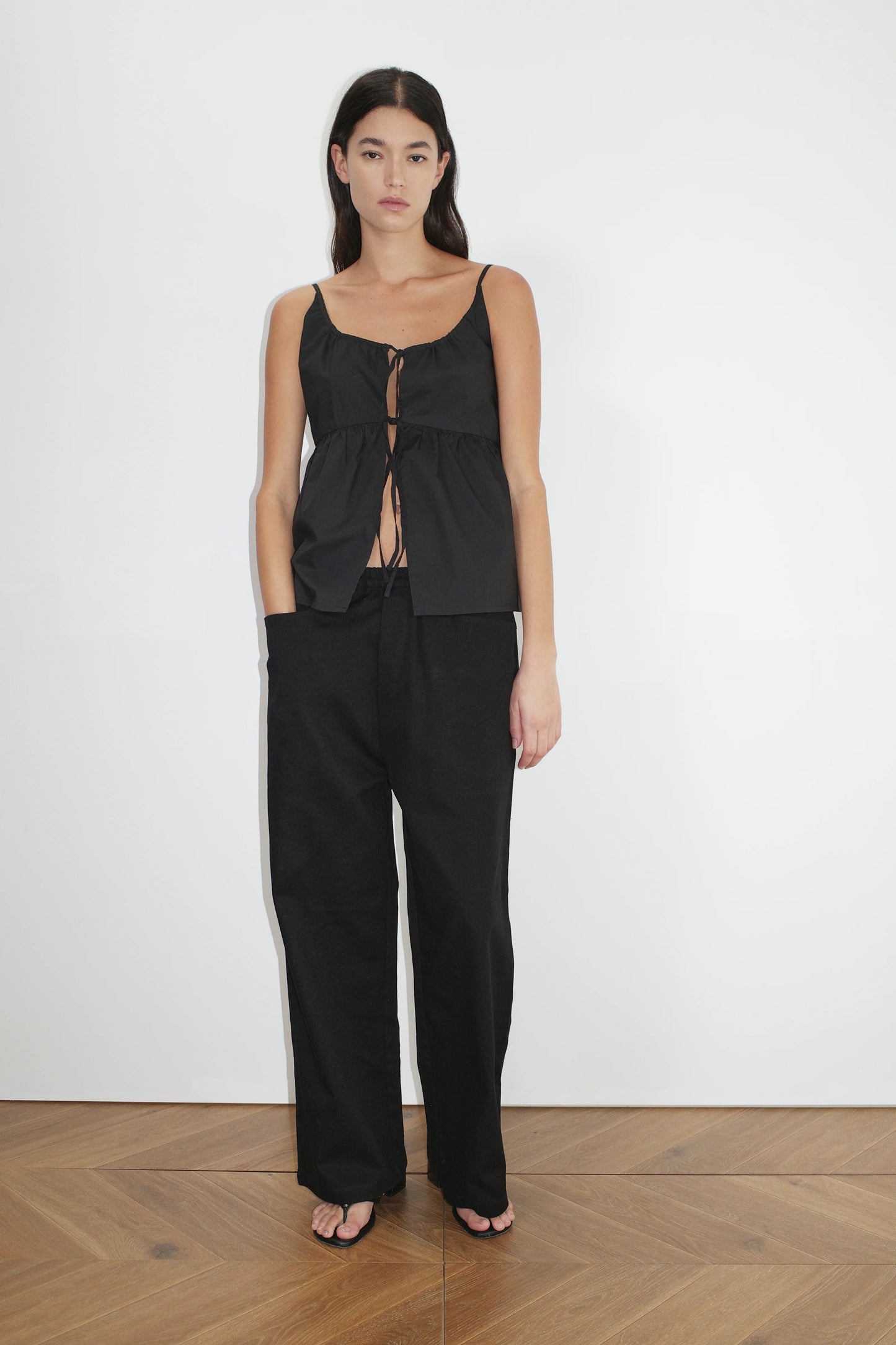 DOUBLE TIE TOP - BLACK