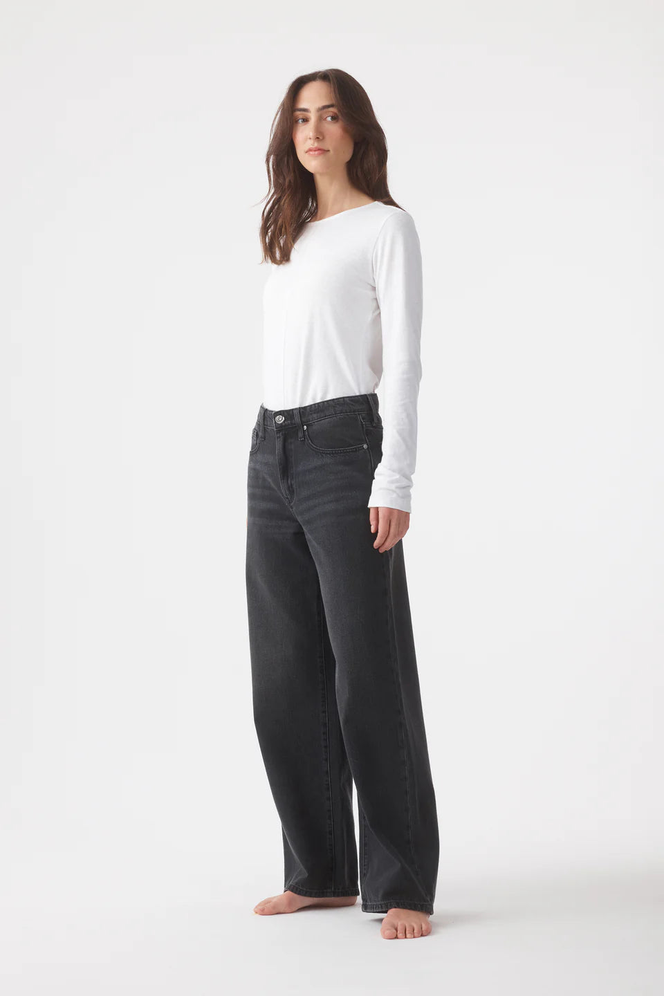 OLIVE MID SLOUCHY WIDE JEAN - VINATGE BLACK