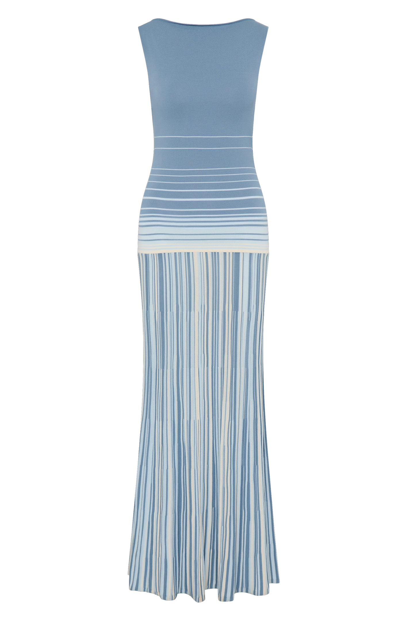 XYLA MAXI DRESS - ACCORDION STRIPE MINERAL BLUE