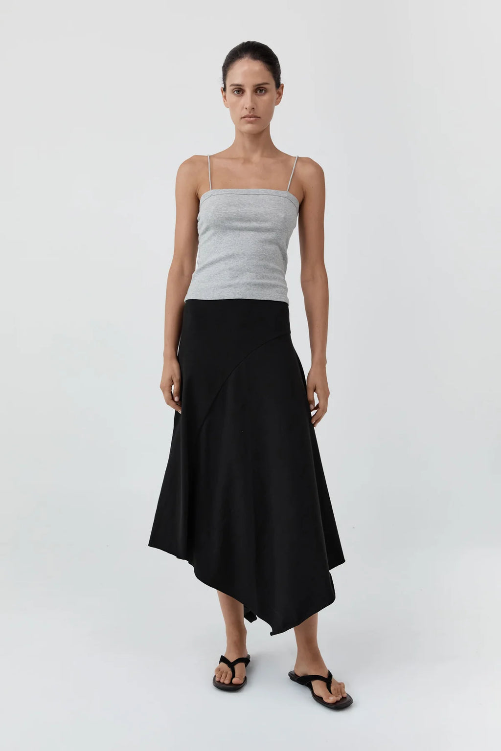 ORGANIC COTTON SQUARE NECK CAMI - GREY MARLE