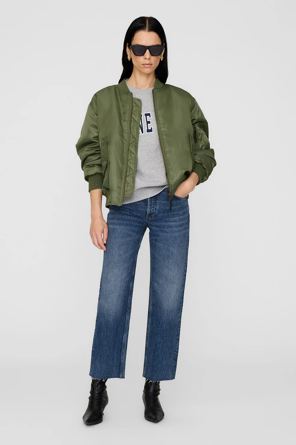 SPENCER SWEATSHIRT ANINE BING - HEATHER GREY WITH NAVY