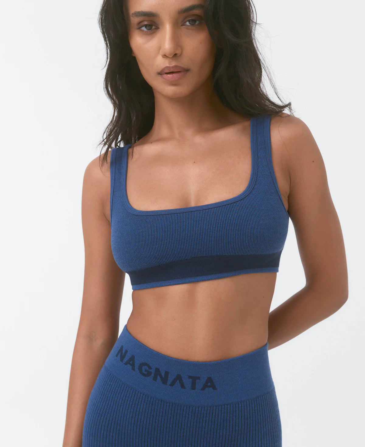 M19 FINE RIB WOOL BRALET - DENIM