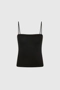 ORGANIC COTTON SQUARE NECK CAMI - JET BLACK