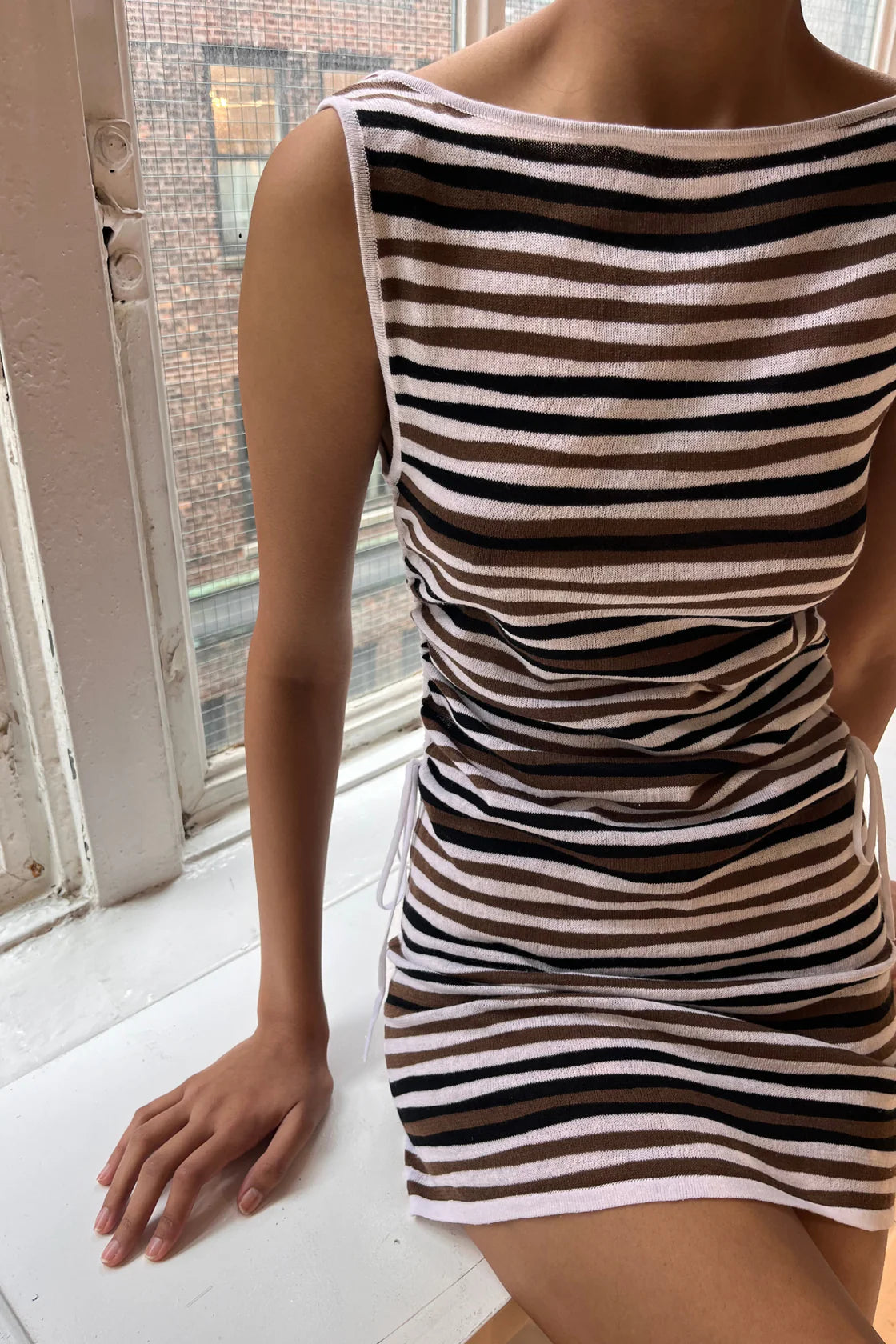 KNIT MINI DRESS - BLACK STRIPE