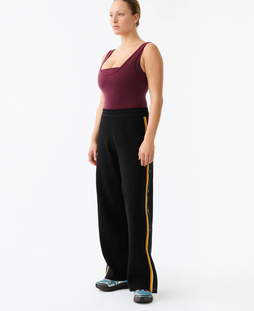 ORGANIC SIDE SNAP TRACKPANT - BLACK