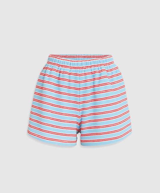 TERRY SHORTS - BLUE/RED STRIPE