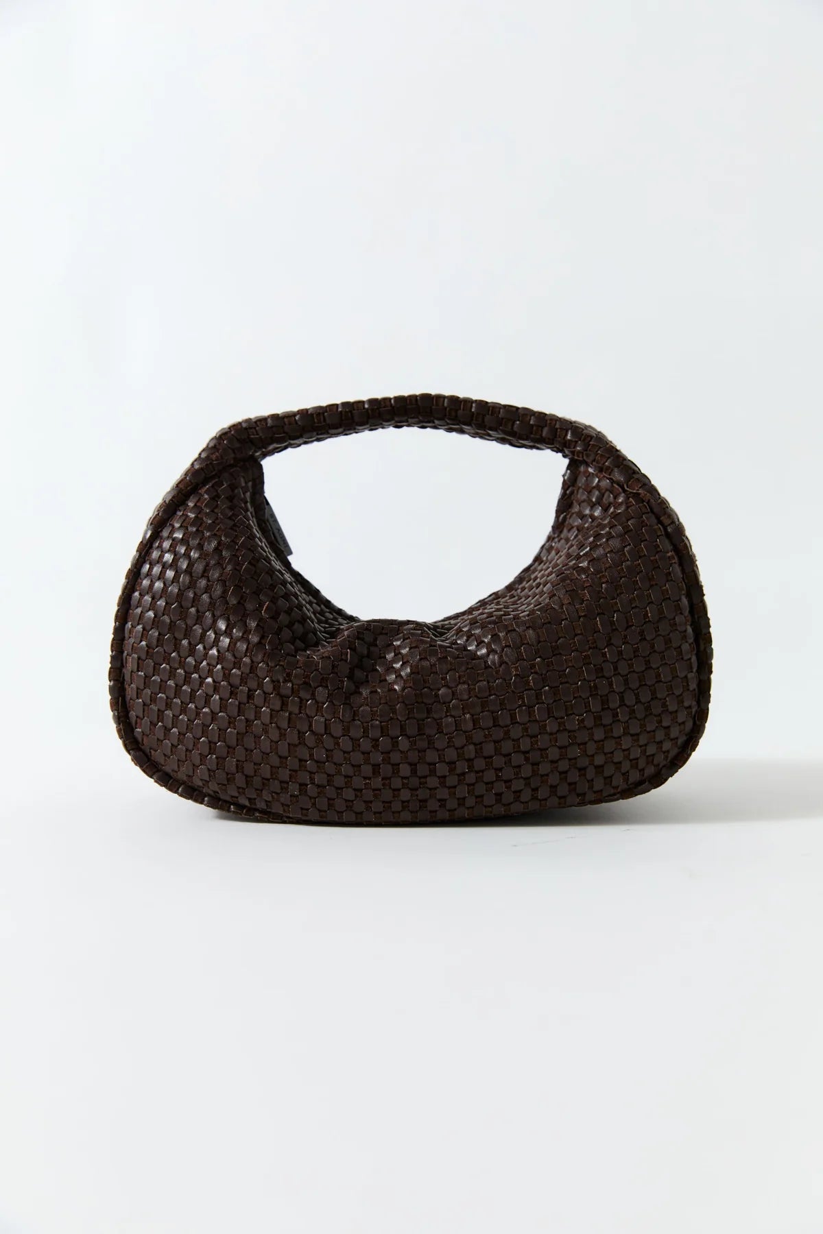 LATTICE WEAVE MINI BON BON BAG - COFFEE