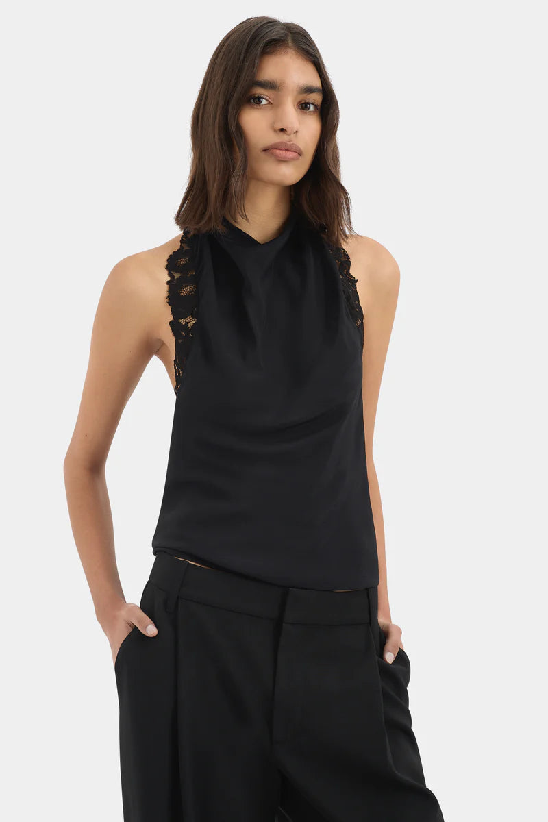 (PRE-ORDER) NORIA HALTER TIE TOP - BLACK