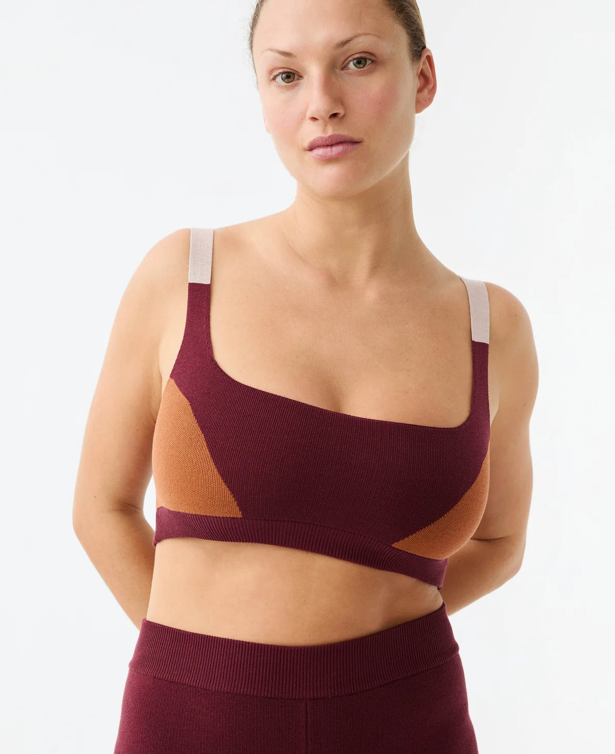 (PRE-ORDER) ORGANIC COLOUR BLOCK BRALET - MULBERRY