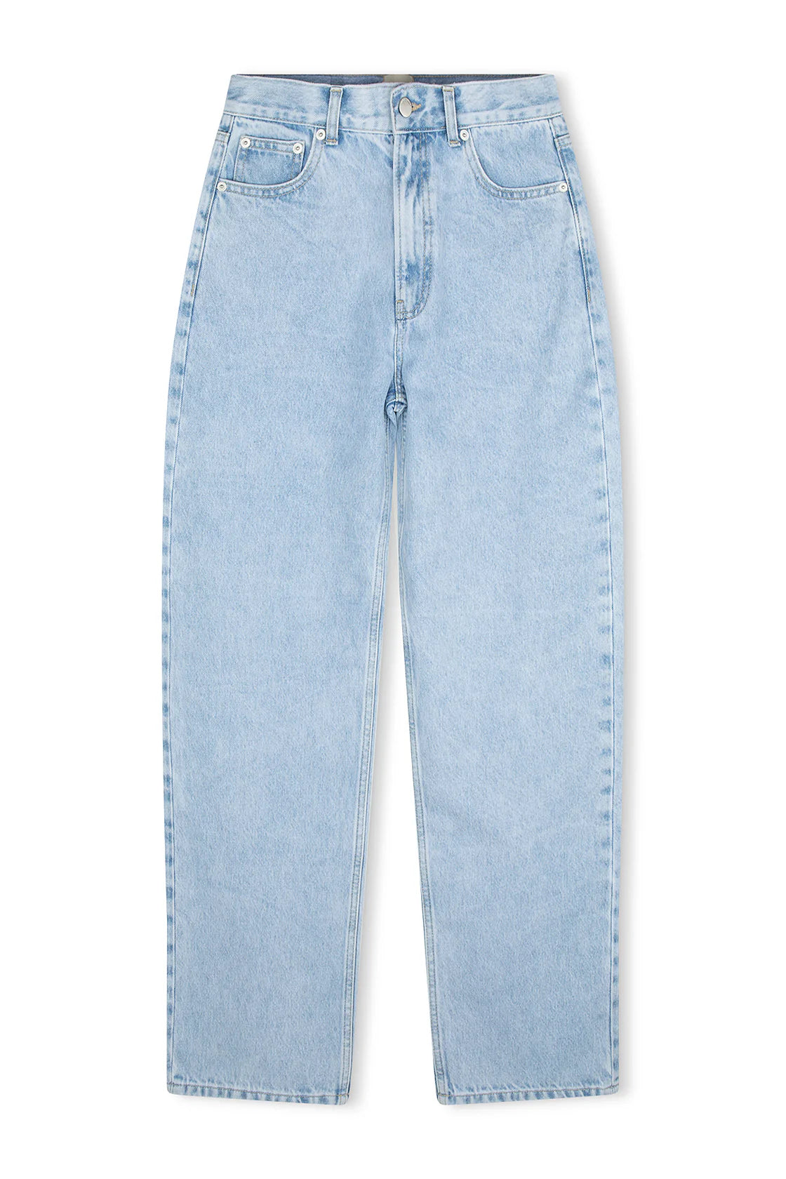 LIGHT WASH MID RISE RECYCLED DENIM JEAN - LIGHT WASH