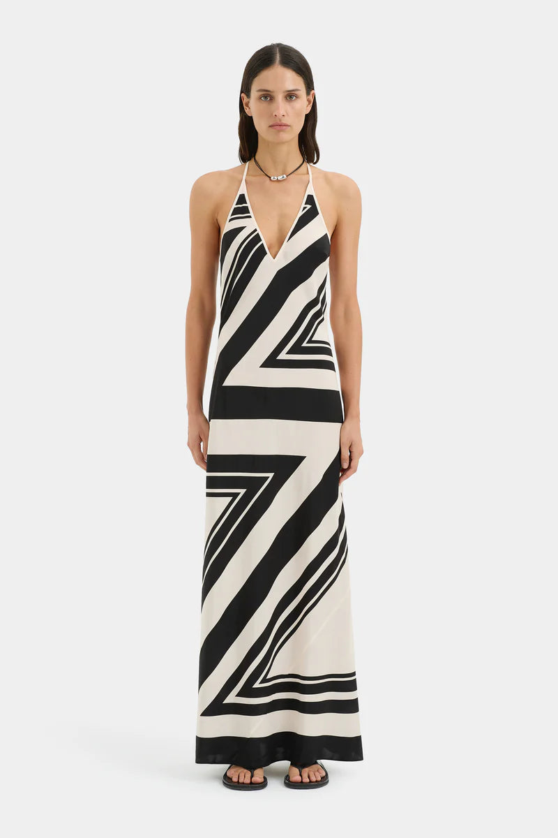 PIETRA V NECK SLIP DRESS - MILANO NERO