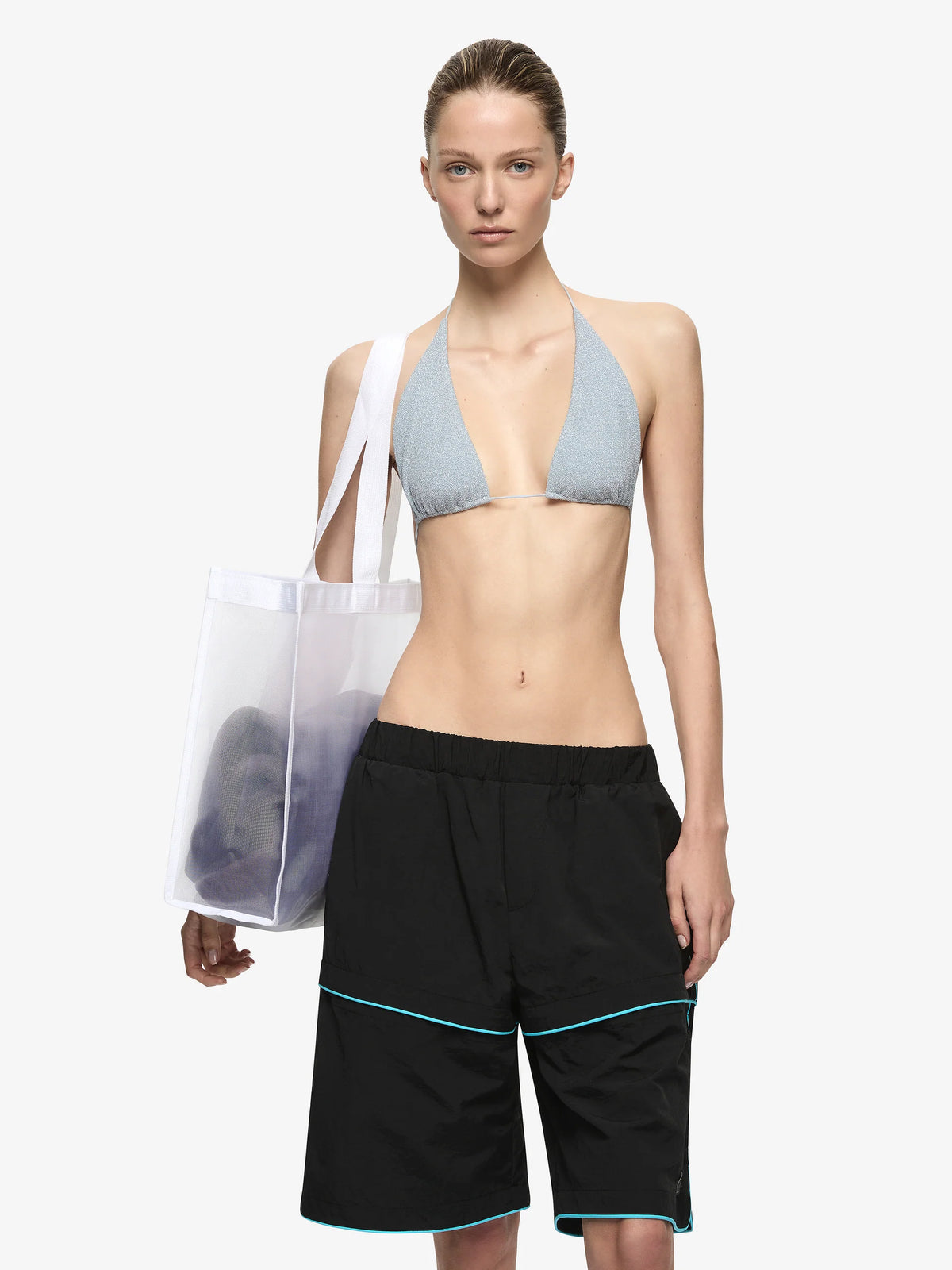 LONG BOARD SHORT - BLACK/BRIGHT BLUE