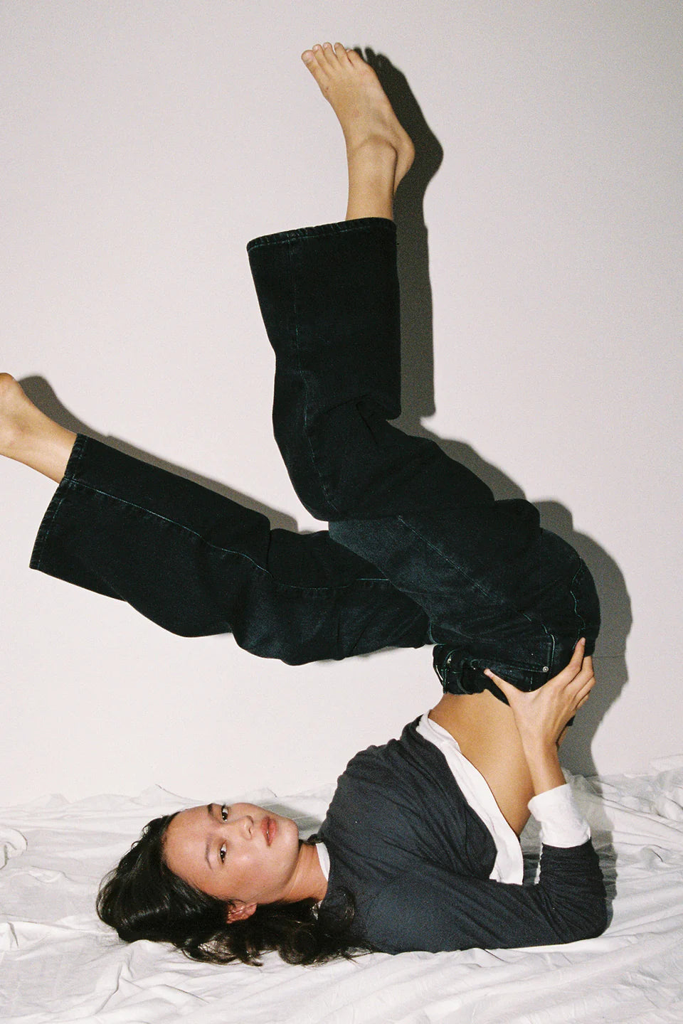 (PRE-ORDER) OLIVE MID SLOUCHY WIDE JEAN - VINATGE BLACK