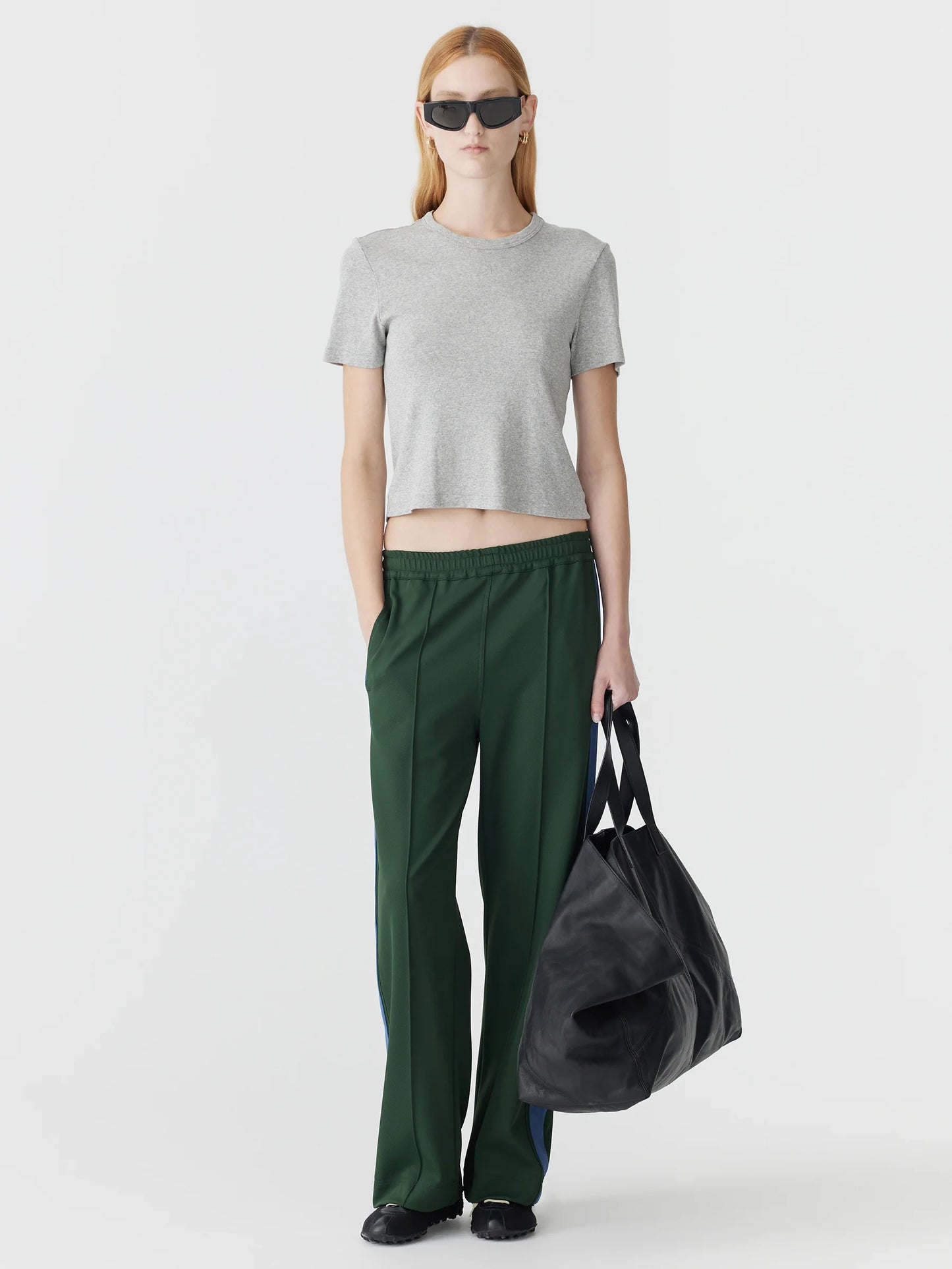 (PRE-ORDER) TWILL STRIPE DETAIL PANT - PINE / MARINE BLUE