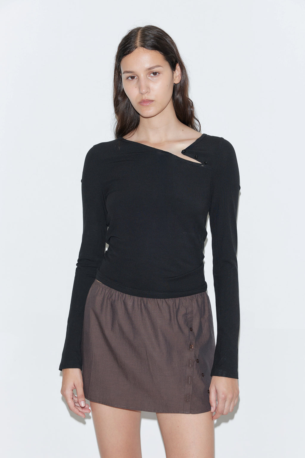 PLEAT SPLIT SKIRT - TOAST