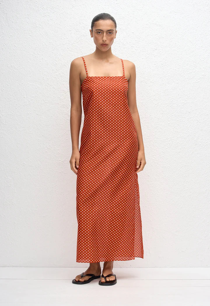 SQUARE SHIFT MIDI DRESS - POLKA DOT TOMATO