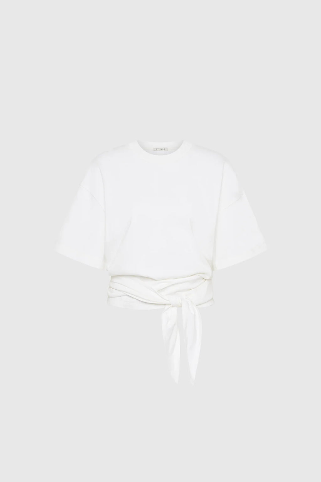 COTTON JERSEY SPLIT BLACK TEE - OFF WHITE