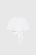 COTTON JERSEY SPLIT BLACK TEE - OFF WHITE