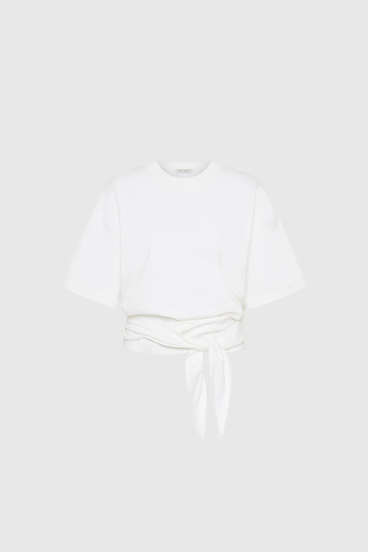 COTTON JERSEY SPLIT BLACK TEE - OFF WHITE