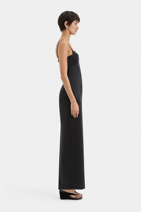POPPY COLUMN MIDI DRESS - BLACK