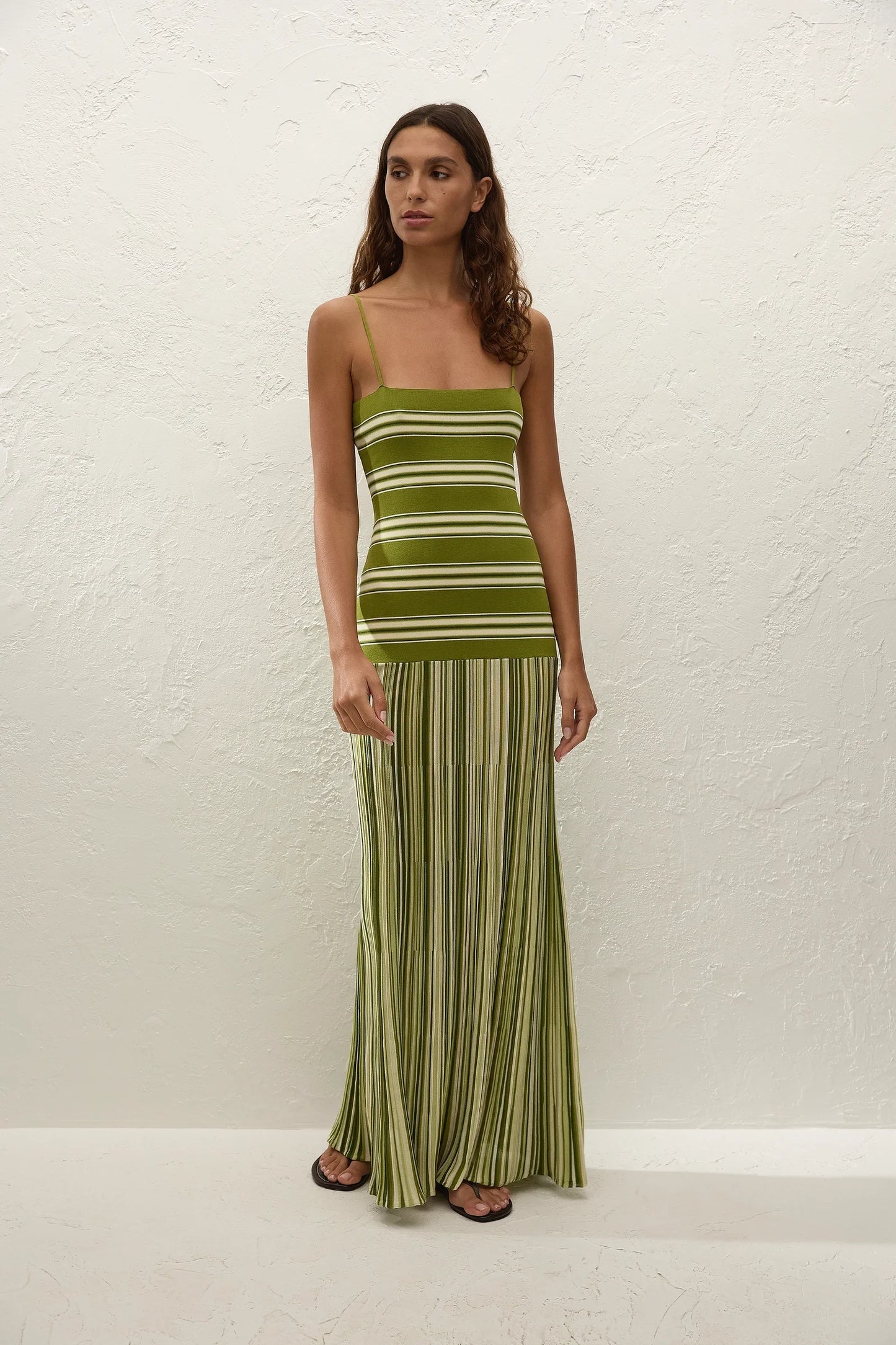 ESENIA KNIT DRESS - OMBRE STRIPE MACRO JUNIPER