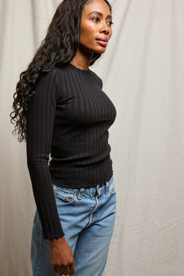 ROWE RIB CREWNECK LONG SLEEVE - BLACK