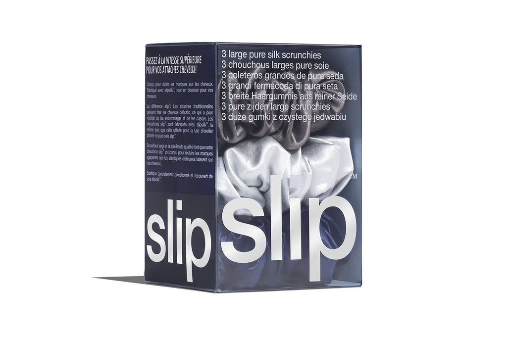 SLIP PURE SILK LARGE SCRUNCHIES - SET OF 3 - MIDNIGHT