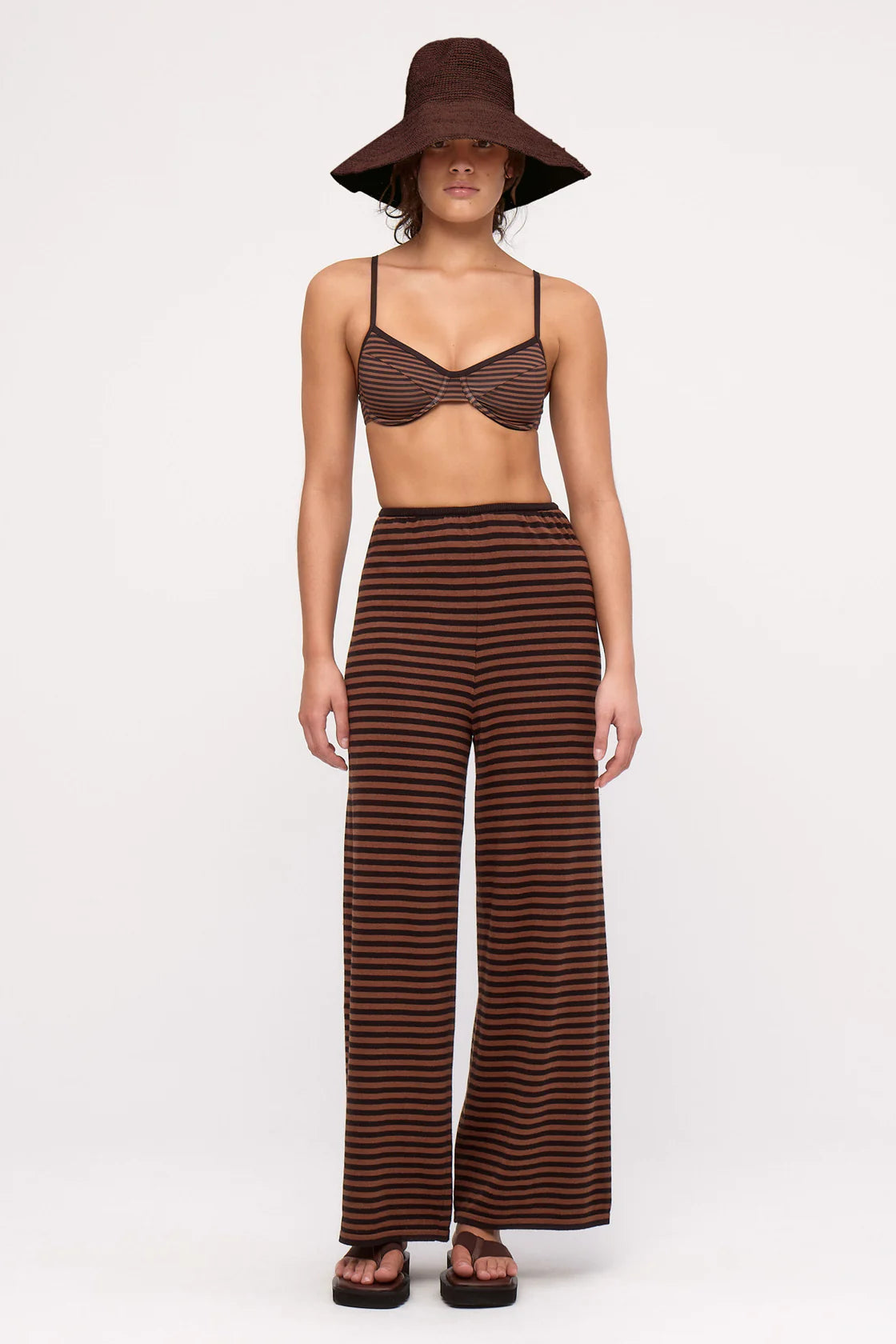 KNIT PANT - BROWN STRIPE