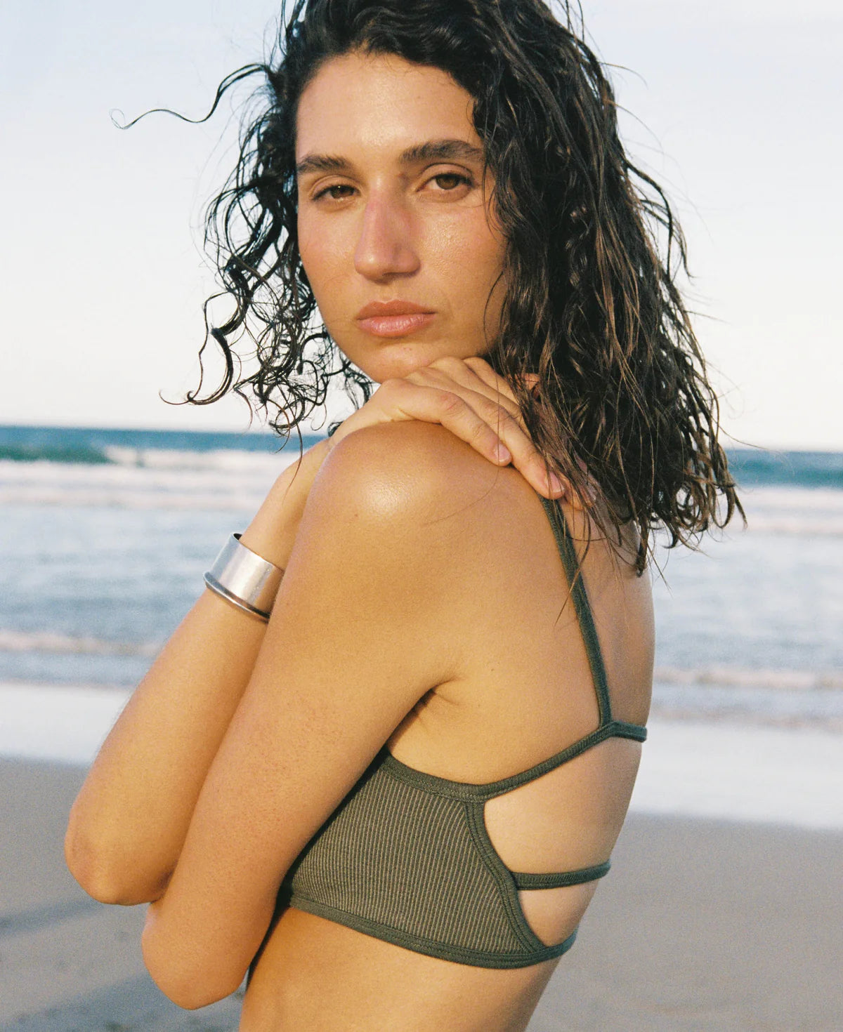 STRAP BACK WOOL BRALET - GROVE