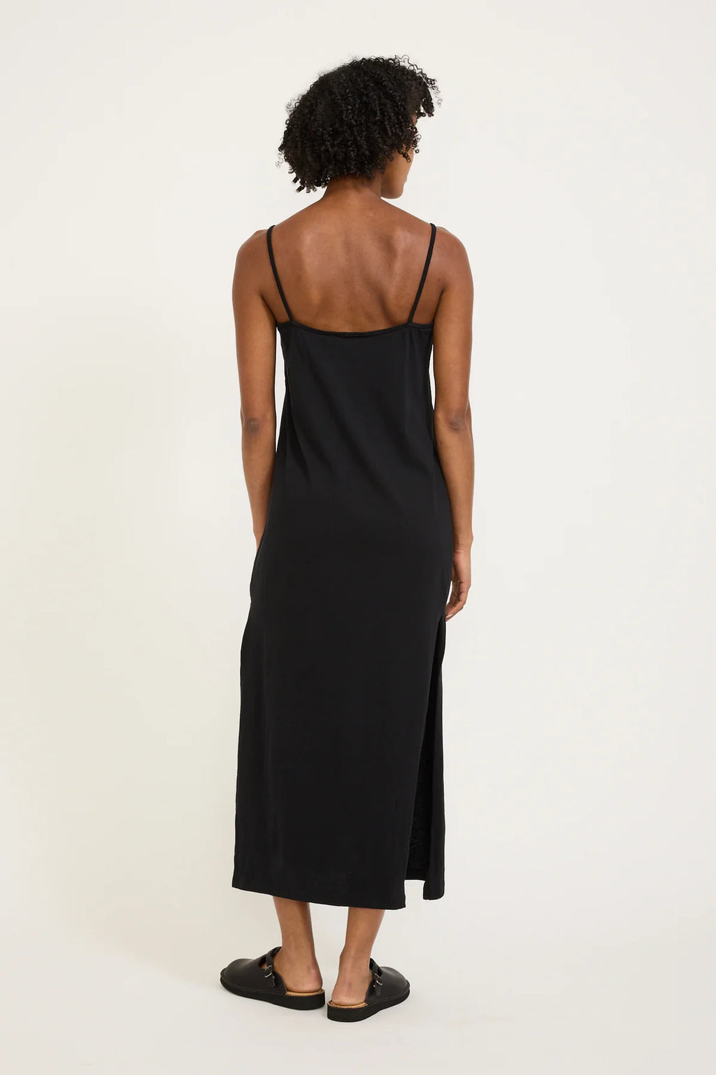 SLIP BOXY LONGERLINE TANK DRESS - BLACK