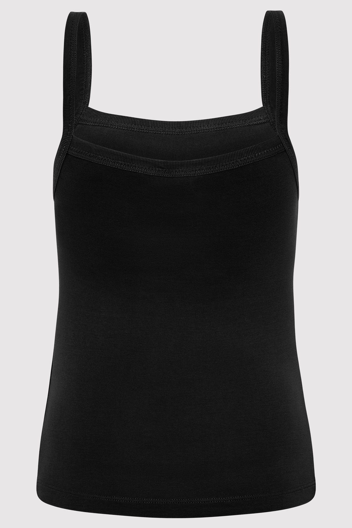 ORGANIC COTTON SQUARE NECK TANK - BLACK