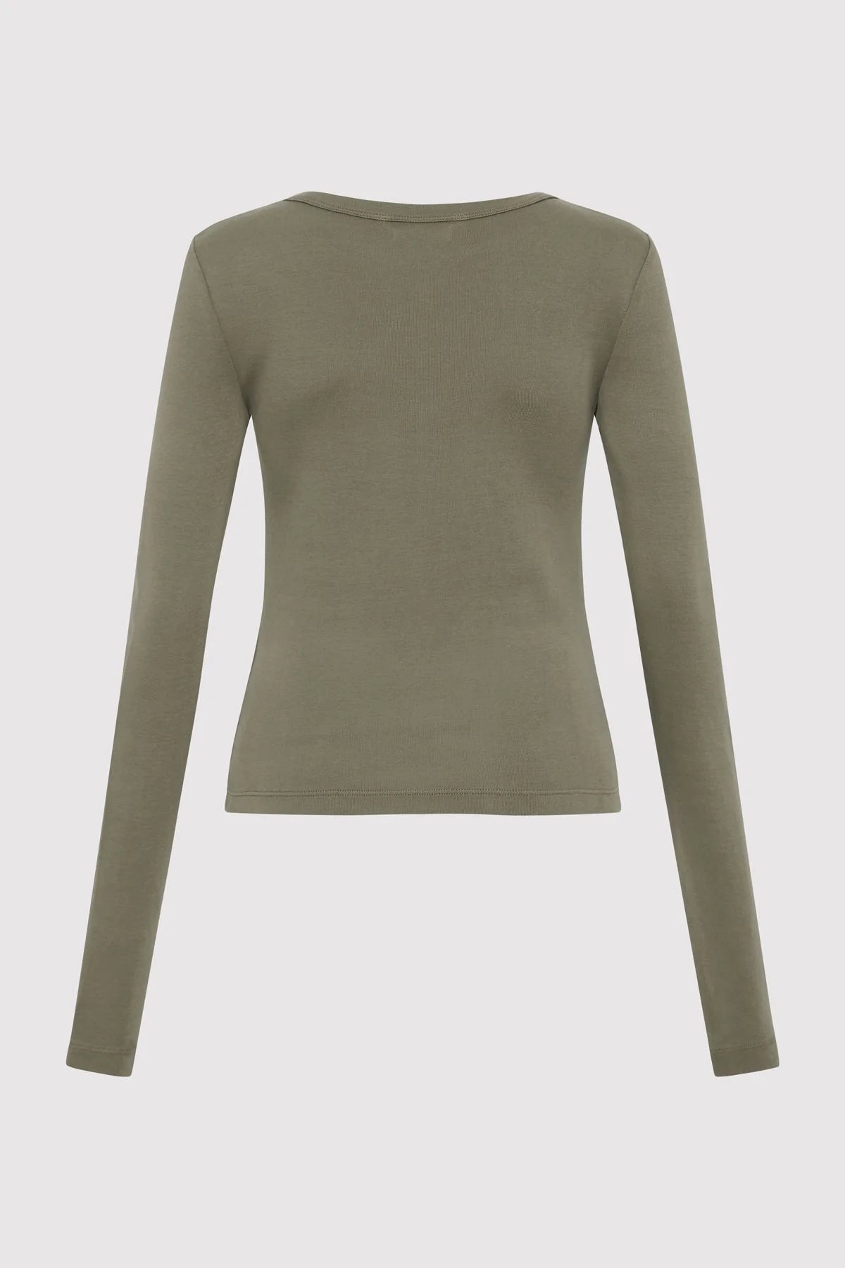 ORGANIC COTTON LONG SLEEVE TOP - SMOKEY OLIVE