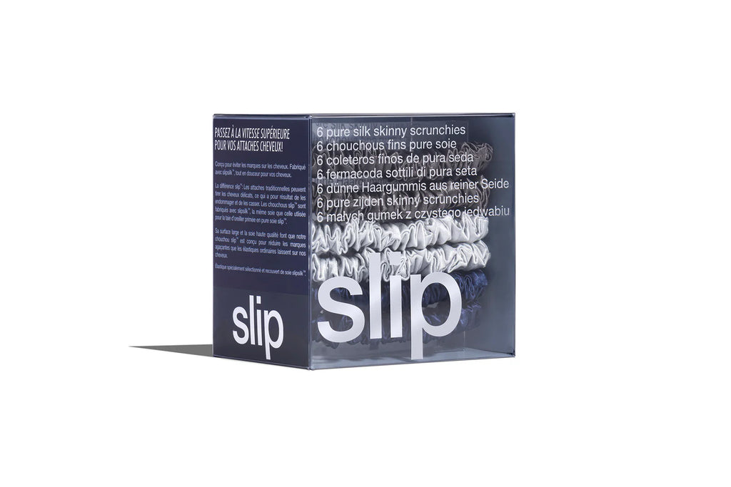 SLIP PURE SILK SKINNY SCRUNCHIES - SET OF 6 - MIDNIGHT