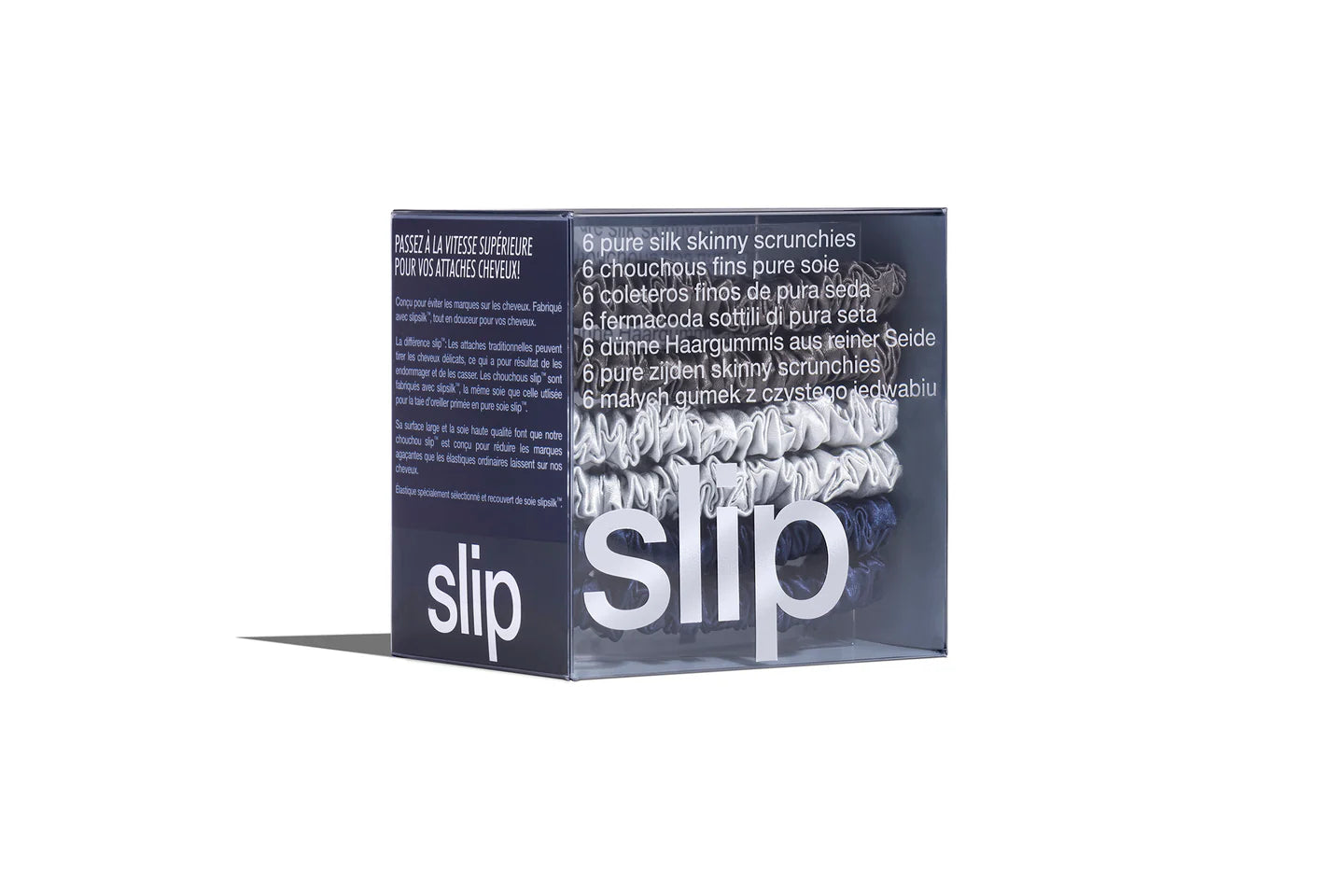 SLIP PURE SILK SKINNY SCRUNCHIES - SET OF 6 - MIDNIGHT