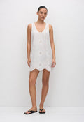 BRODERIE TANK MINI DRESS - WHITE
