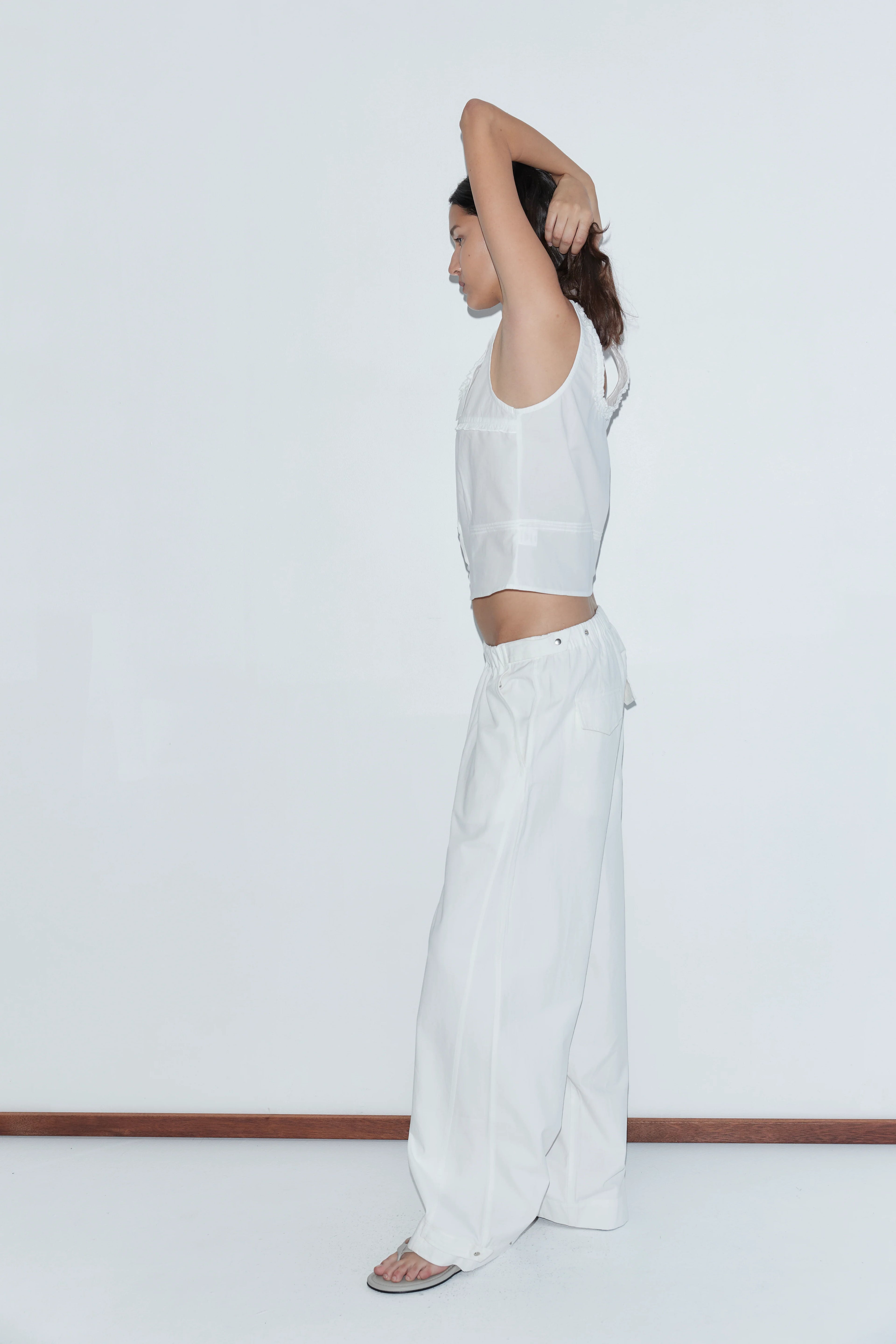 SNAP TAB PANT - WHITE
