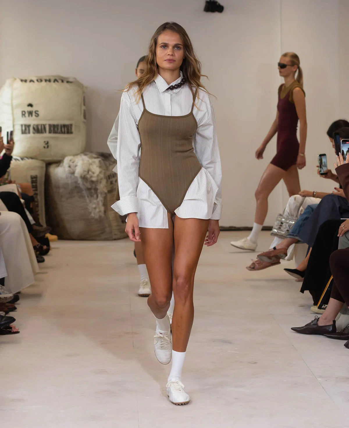 (PRE-ORDER) PINSTRIPE WOOL BODYSUIT - HARVEST