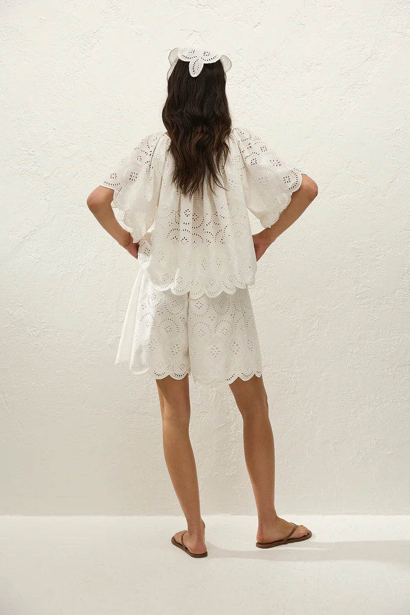 FONDACO SHORT - BIANCA BROIDERIE WHITE