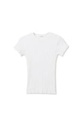 SURI RIB CREWNECK CAP SLEEVE TEE - WHITE