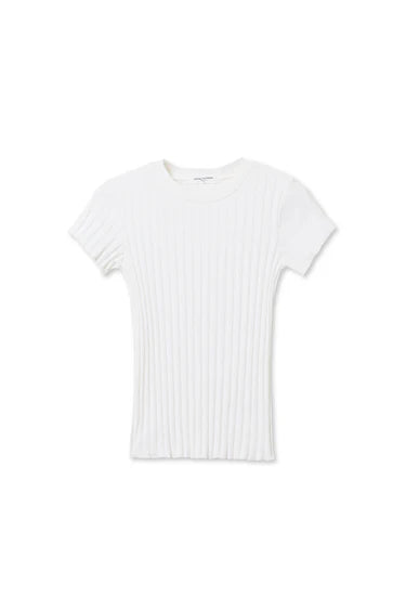 SURI RIB CREWNECK CAP SLEEVE TEE - WHITE