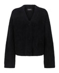 BRUSHED ALPACA CARDIGAN - BLACK