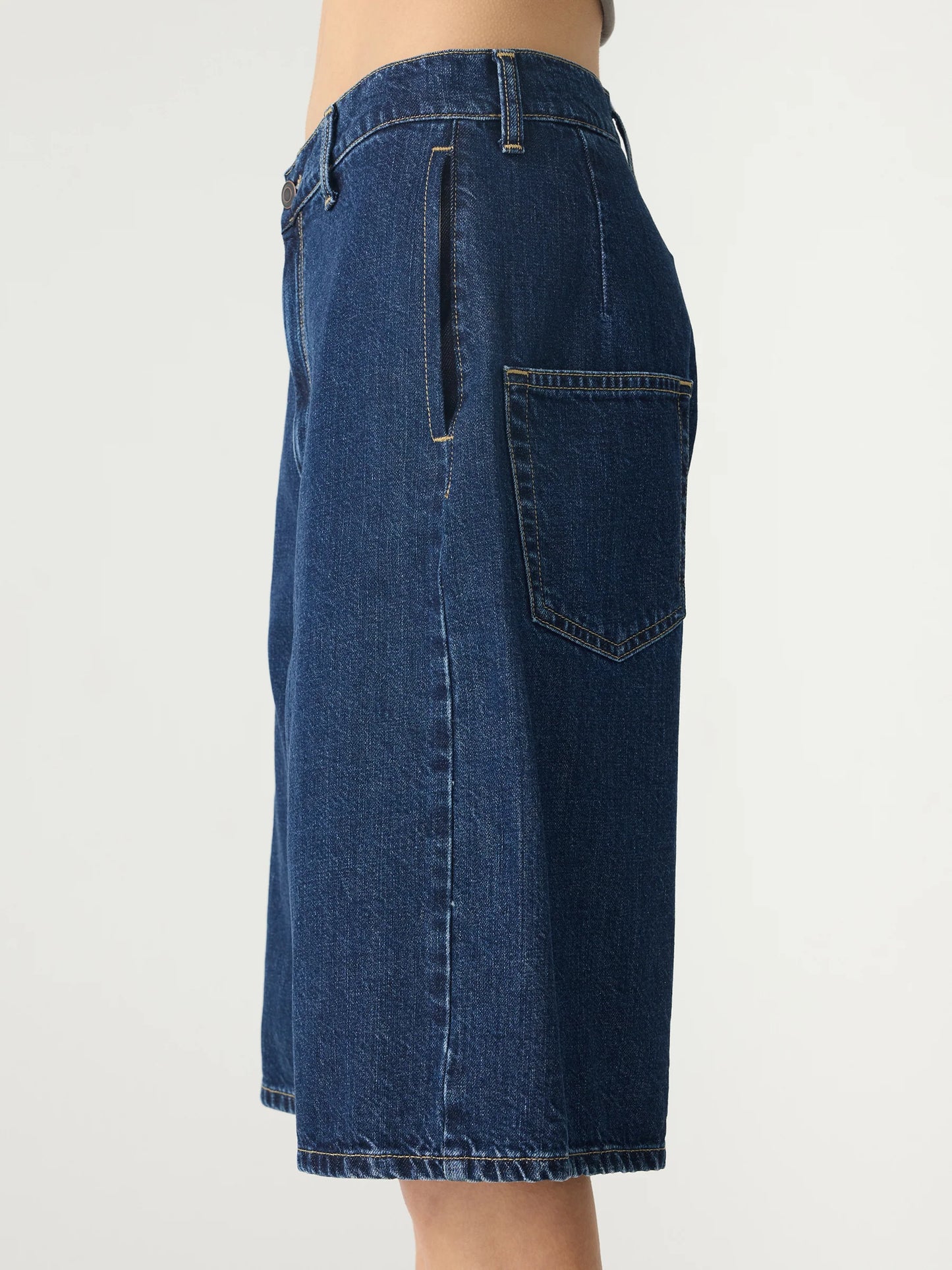WIDE LEG DENIM SHORT - WORN INDIGO