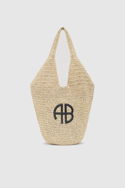 SMALL LEAH HOBO - NATURAL WITH BLACK