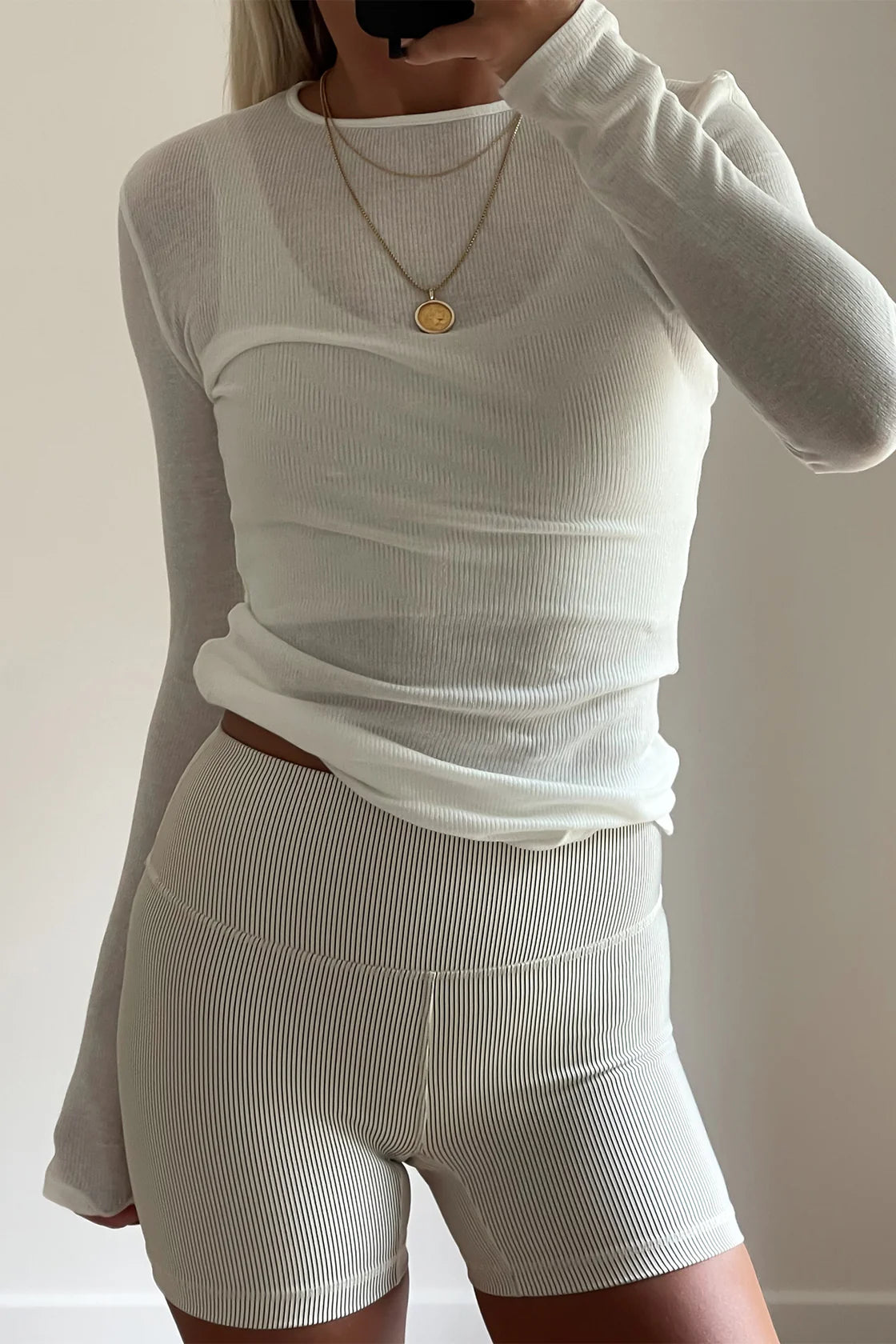 RIB HEMP JERSEY LONGSLEEVE TOP - WHITE