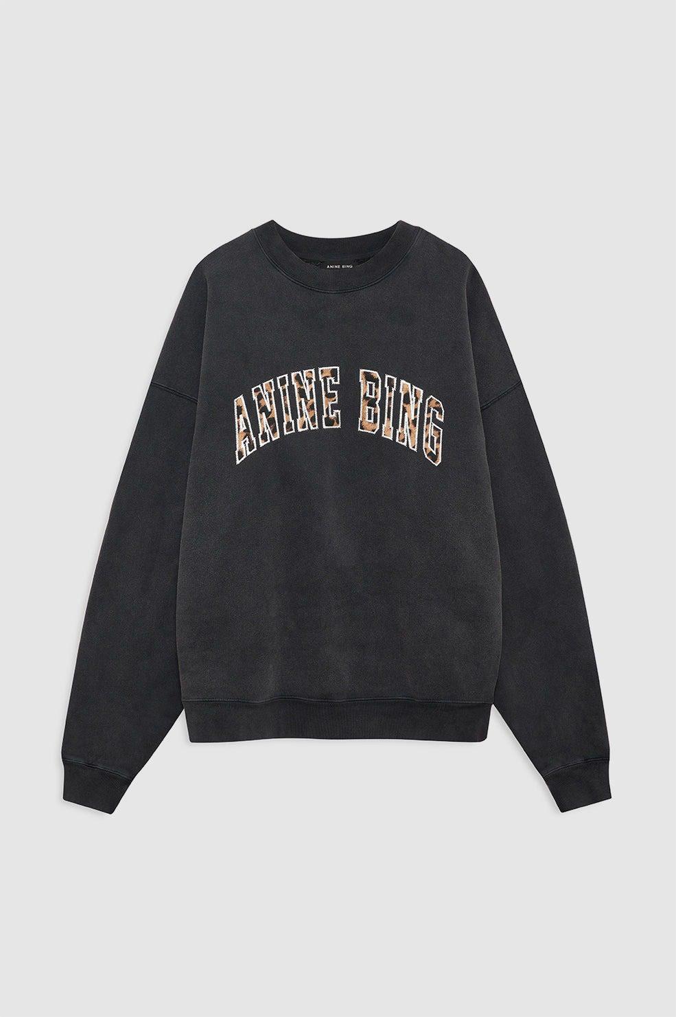 MILES SWEATSHIRT ANINE BING LEOPARD - WASHED BLACK