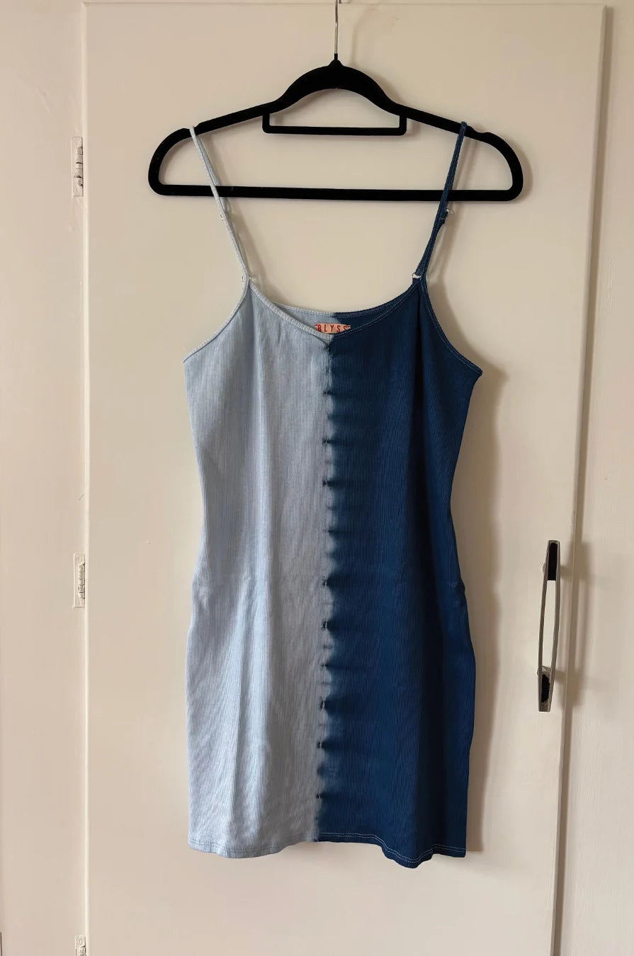 EQUANIMITY RIBBED MINI DRESS - BLUE KYANITE