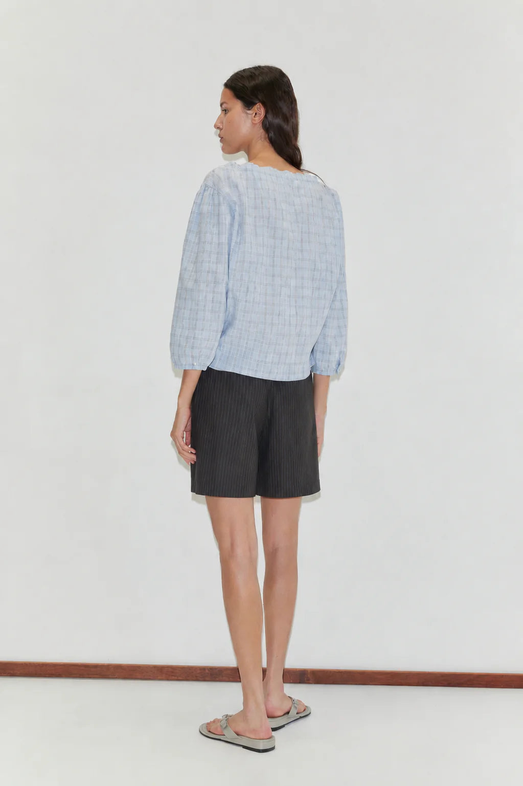 WOOL BOXER SHORT - CHARCOAL STRIPE